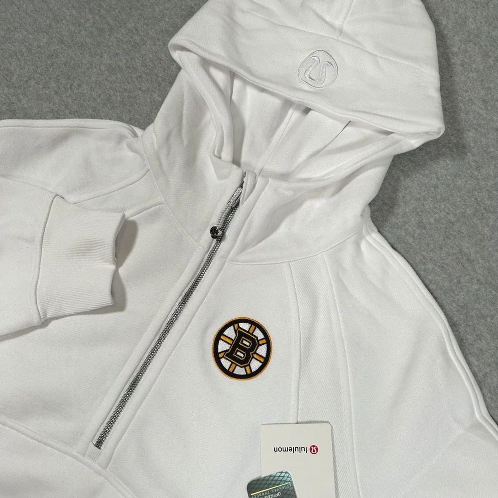 Lululemon Boston Bruins Scuba Hoodie Womens M/L White Oversized Half Zip NEW NET